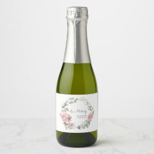 Modern Pink Roses Script Class of Graduation Sparkling Wine Label