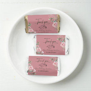Modern Pink Roses Script Graduation Hershey's Miniatures