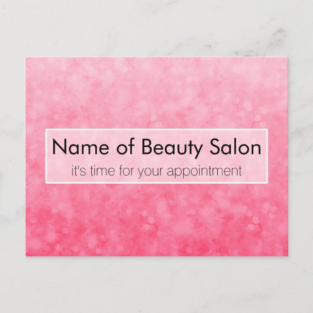 Modern Pink Salon Appointment Soft Chic Bokeh Postcard (Front)