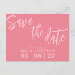 Modern Pink Save The Date Announcement Postcard