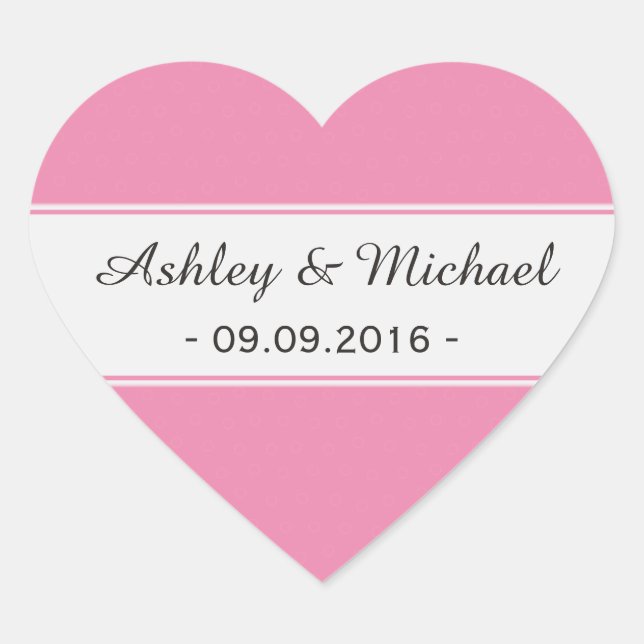Modern Pink Save the Date Heart Sticker (Front)