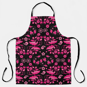 Modern Pink Scandinavian Floral Pattern Apron