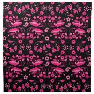Modern Pink Scandinavian Floral Pattern Cloth Napkin