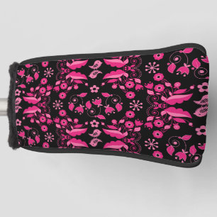 Modern Pink Scandinavian Floral Pattern Golf Head Cover