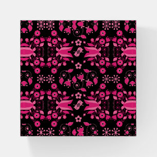 Modern Pink Scandinavian Floral Pattern Paperweight