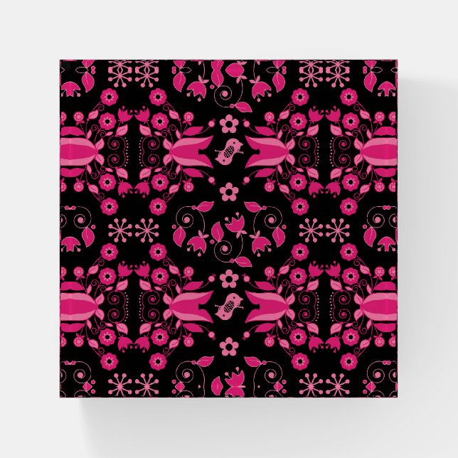 Modern Pink Scandinavian Floral Pattern Paperweight (Front)