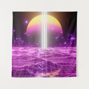 Modern pink sci fi pop art scene3 tapestry