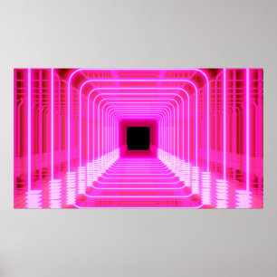 Modern pink sci fi pop art scene poster