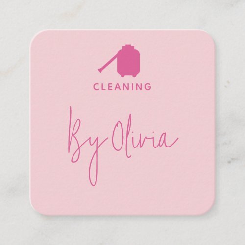 Modern Pink Script Cleaning Service  Square Business Card