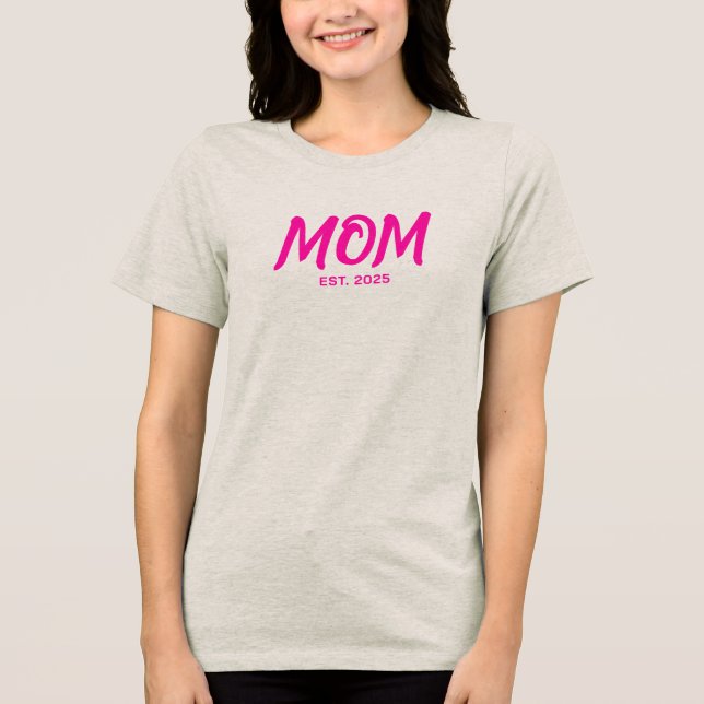Modern Pink Script Established Mom  Tri-Blend Shirt (Front)
