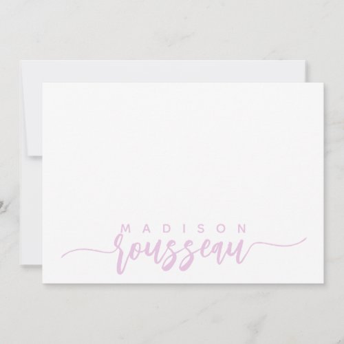 Modern Pink Script Name Personalized  Note Card