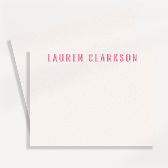 Modern Pink Shadow Name Personalized Note Card (Creator Uploaded)
