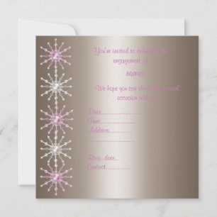 MODERN PINK & SILVER CRYSTAL ENGAGEMENT INVITATION
