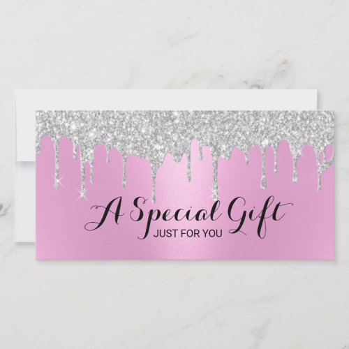 Modern Pink  Silver Drips Salon Gift Certificates