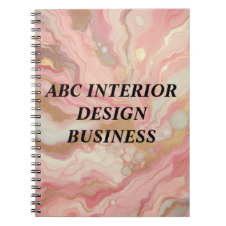Modern pink silver marble texture and typography notebook