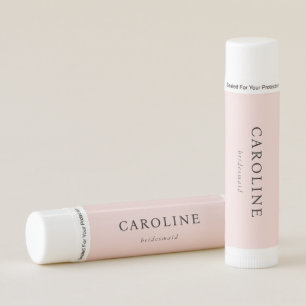 Modern Pink Simple Bridesmaid Name Lip Balm