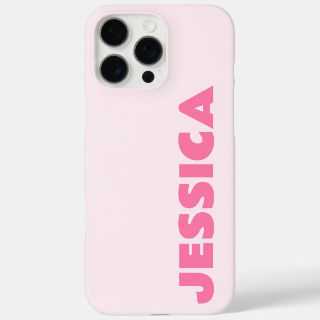 Modern Pink Simple Name Personalized iPhone Case (Back)