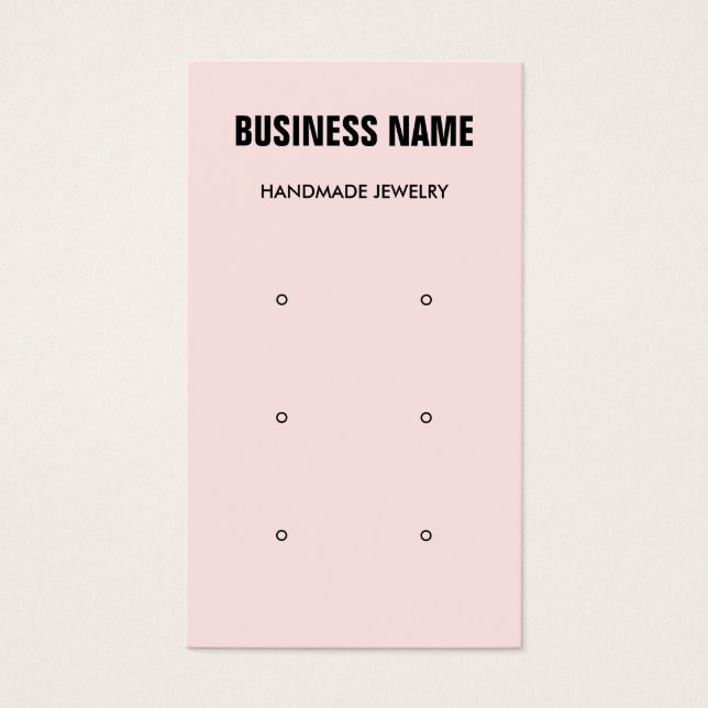 Modern pink simple stud earring display card (Front)