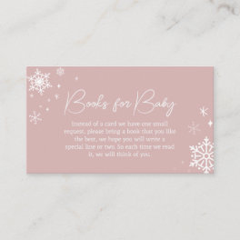 Modern Pink Snowflakes Baby Shower Books for Baby Enclosure Card