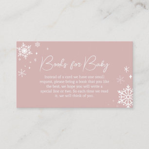 Modern Pink Snowflakes Baby Shower Books for Baby Enclosure Card
