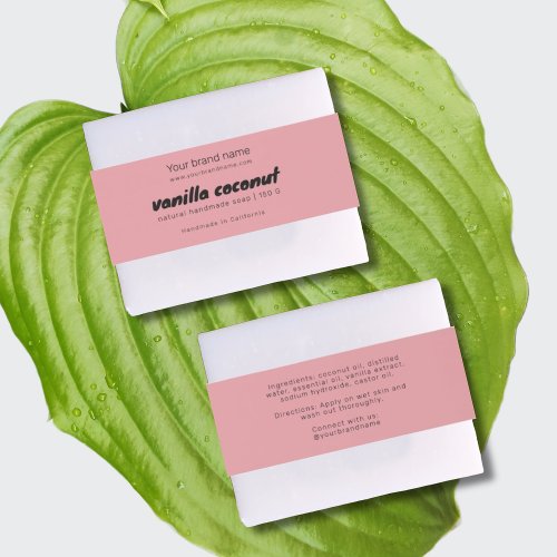 Modern pink soap packaging ingredients wrap label