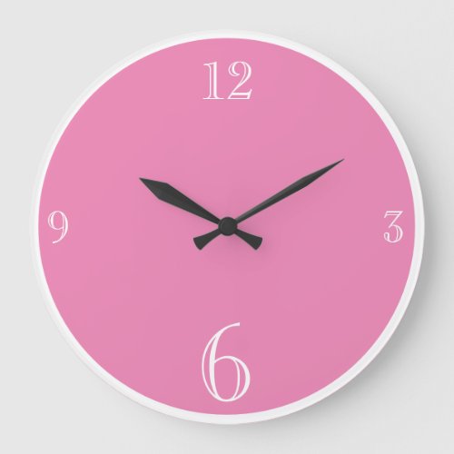 Modern Pink Solid color Basic minimalist Large Clock