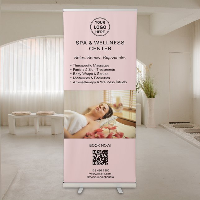 Modern Pink Spa Wellness Center Business Retractable Banner (Modern Pink Spa Wellness Center Business Retractable Banner)