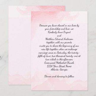 Modern Pink Splash Background Wedding Invitation