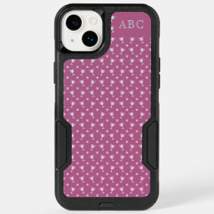 Modern pink sports trophy pattern initials OtterBox iPhone 14 plus case