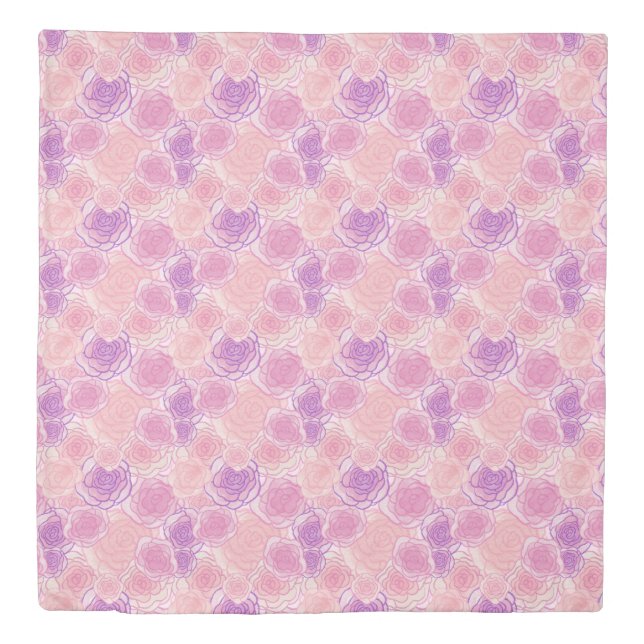 Modern Pink Spring Roses Pattern Duvet Cover (Front)