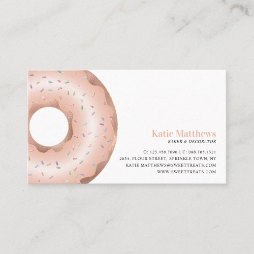 Modern Pink Sprinkle Donut Bakery Cake Pastry Business Card