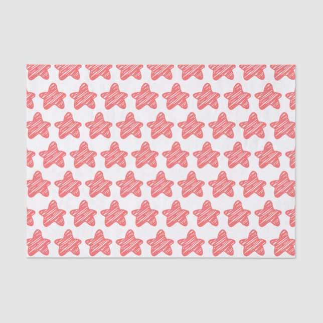 Modern Pink Star Sketch Pattern Tissue Paper (Front)