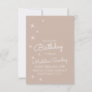Modern Pink Stars Birthday Party Muted Colors Invitation