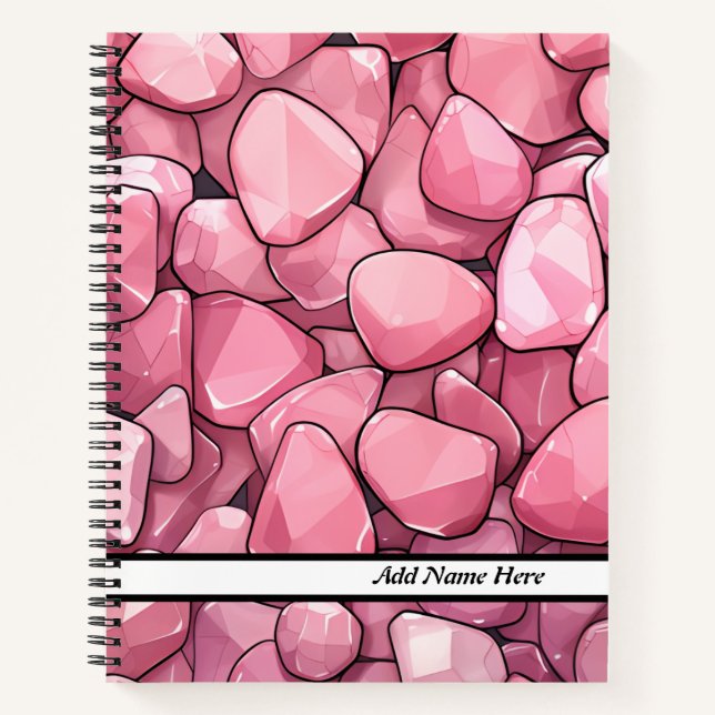 Modern Pink Stones Marbled  Notebook (Front)