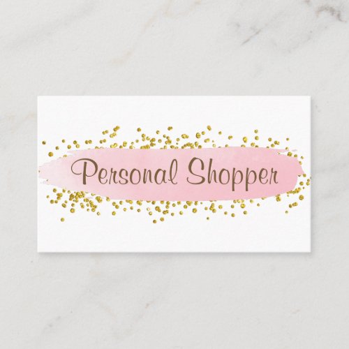 Modern Pink Strip Gold Glitter Personal Shopper Business Card