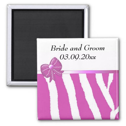 Modern Pink Stripe Save the Date Magnet