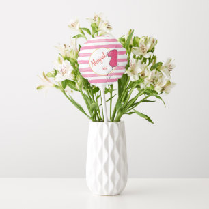 Modern Pink Striped 1st Birthday Balloon