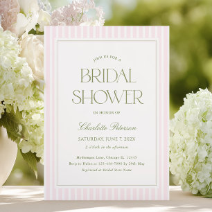 Modern Pink Striped Bridal Shower Invitation