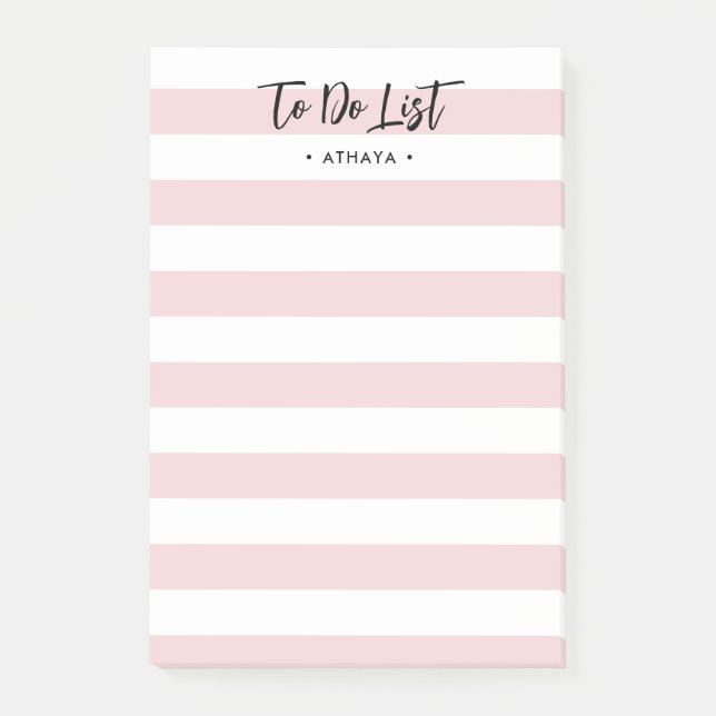 Modern Pink Striped, To Do List Notes (Front)