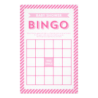 Modern Pink Stripes Baby Shower Bingo Game Stationery