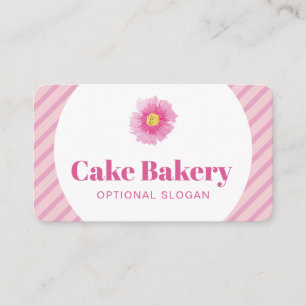 Modern Pink Stripes Bakery Business Card