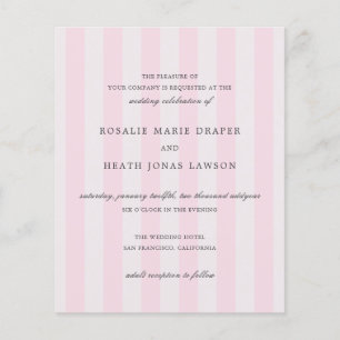 Modern Pink Stripes Elegant Budget Wedding Invite Flyer