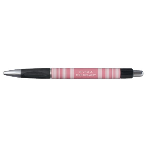 Modern Pink Stripes Personalized Pen