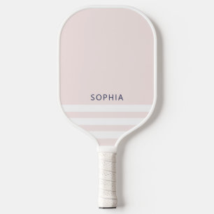 Modern Pink Stripes Personalized Pickleball Paddle
