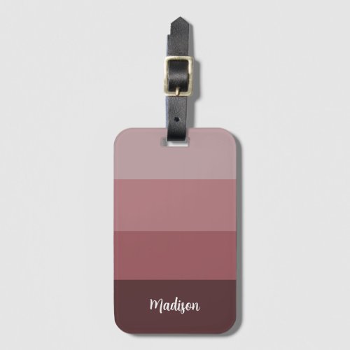 Modern pink Stripes With Script Name  Luggage Tag