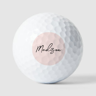 Modern Pink Stylish Script Personalized Womens Golf Balls