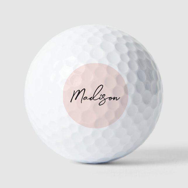 Modern Pink Stylish Script Personalized Womens Golf Balls (Front)