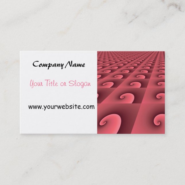 Modern Pink Swirl Design Business Card (Front)