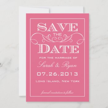 Modern Pink Swirl Save The Date Announcement by antiquechandelier at Zazzle
