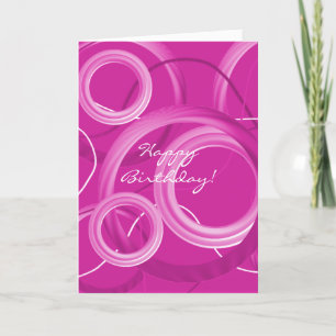 Modern Pink Swirls Birthday Card